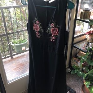 Black Floral Embroidered Dress